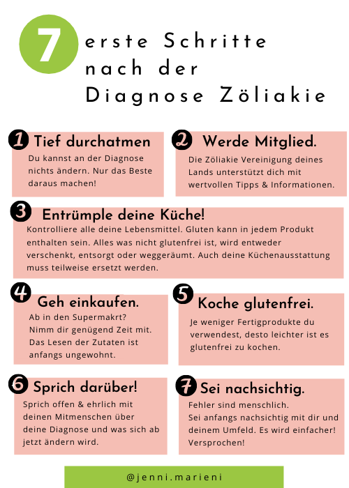 7 erste Schritte nach der Diagnose Zöliakie. + PDF zum Speichern!
